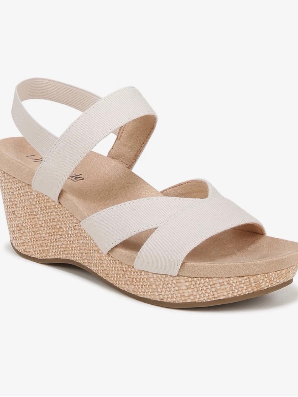 A78 Life Stride Women's Cream Canvas Wedge Sandal